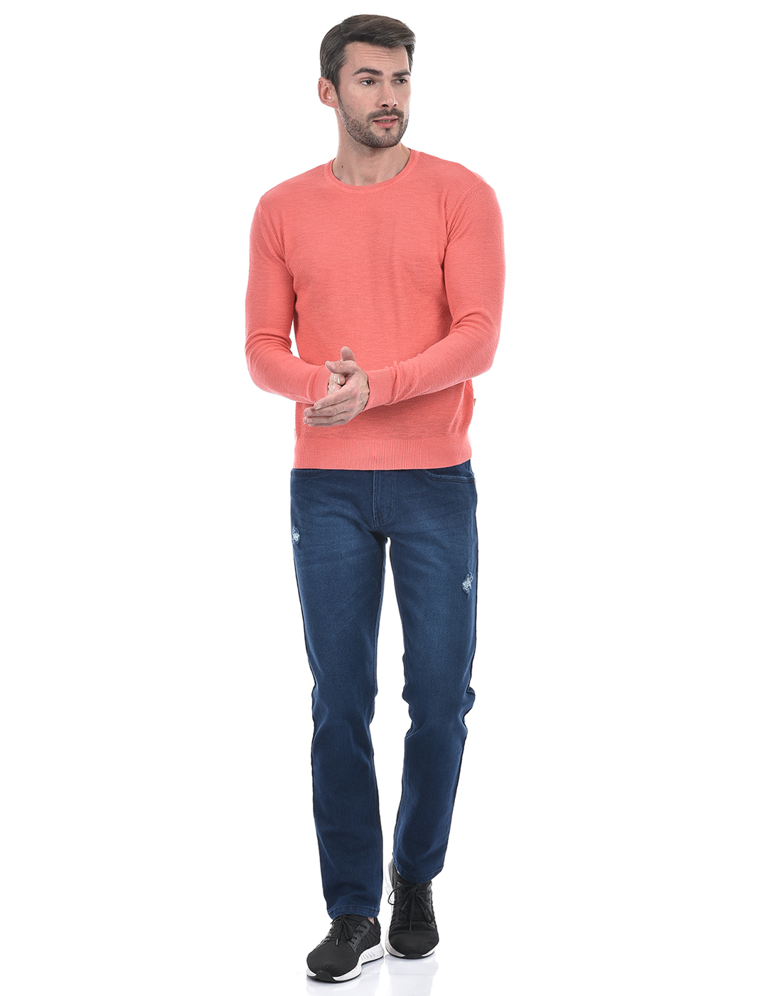 Numero Uno Men Solid Orange Sweater